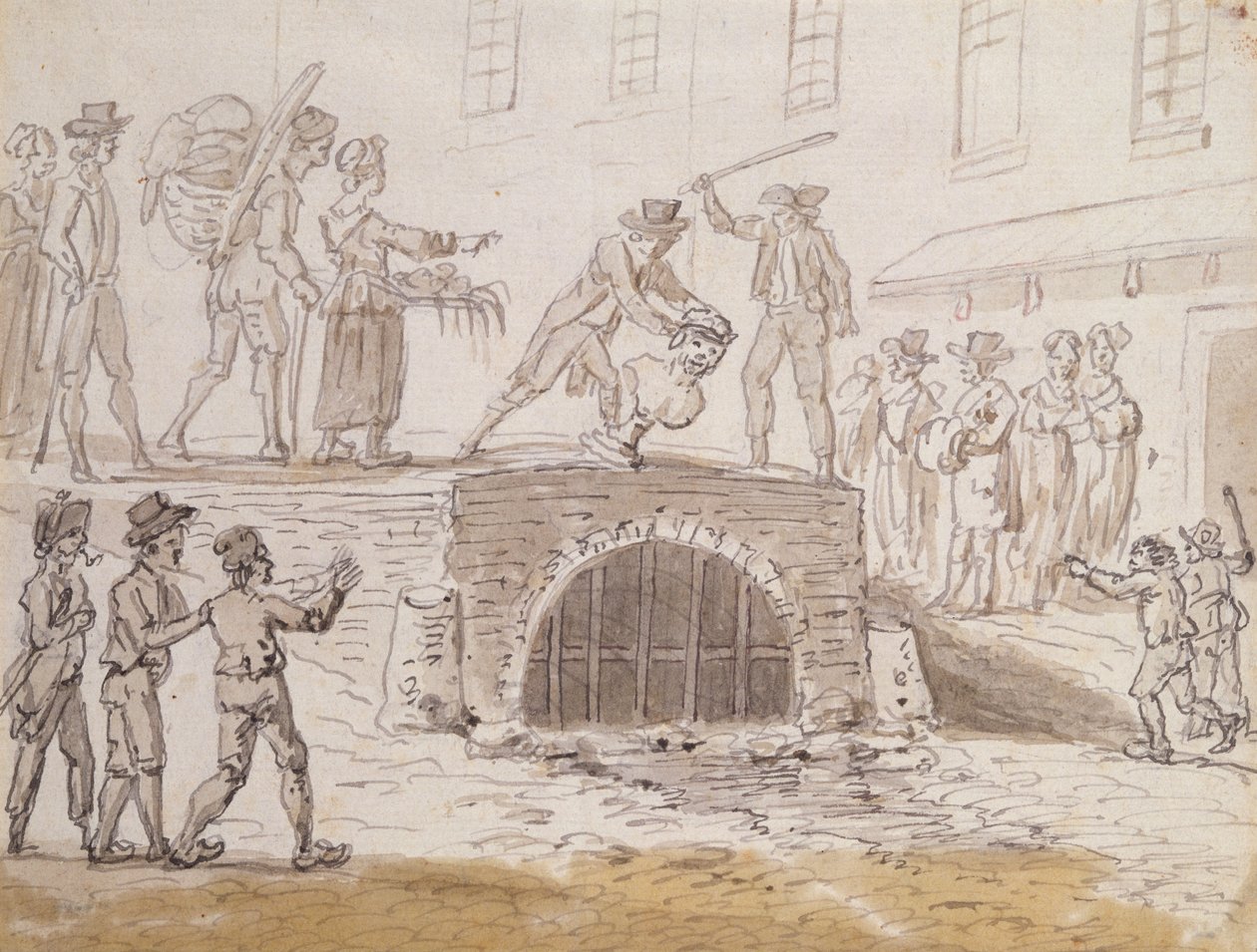 Busto de Marat jogado em um esgoto, 5 de fevereiro de 1795 (aquarela sobre papel)polonês autorstwa French School