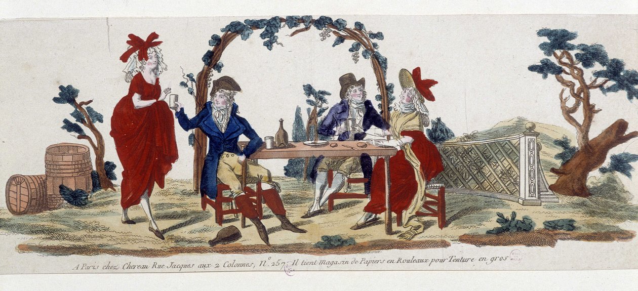 Kawiarnia w Paryżu: chez Chereau, rue Jacques - grawer autorstwa French School
