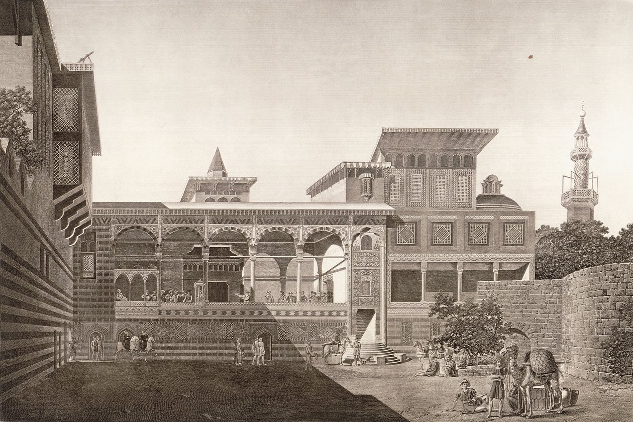 Kair: widok wnętrza domu Osman Bey autorstwa French School