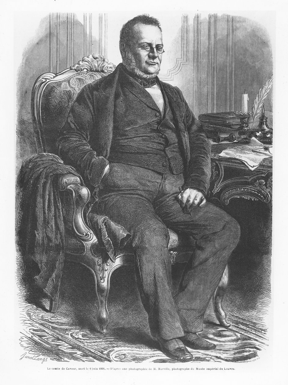 Camillo Benso, hrabia Cavour (grafika) autorstwa French School