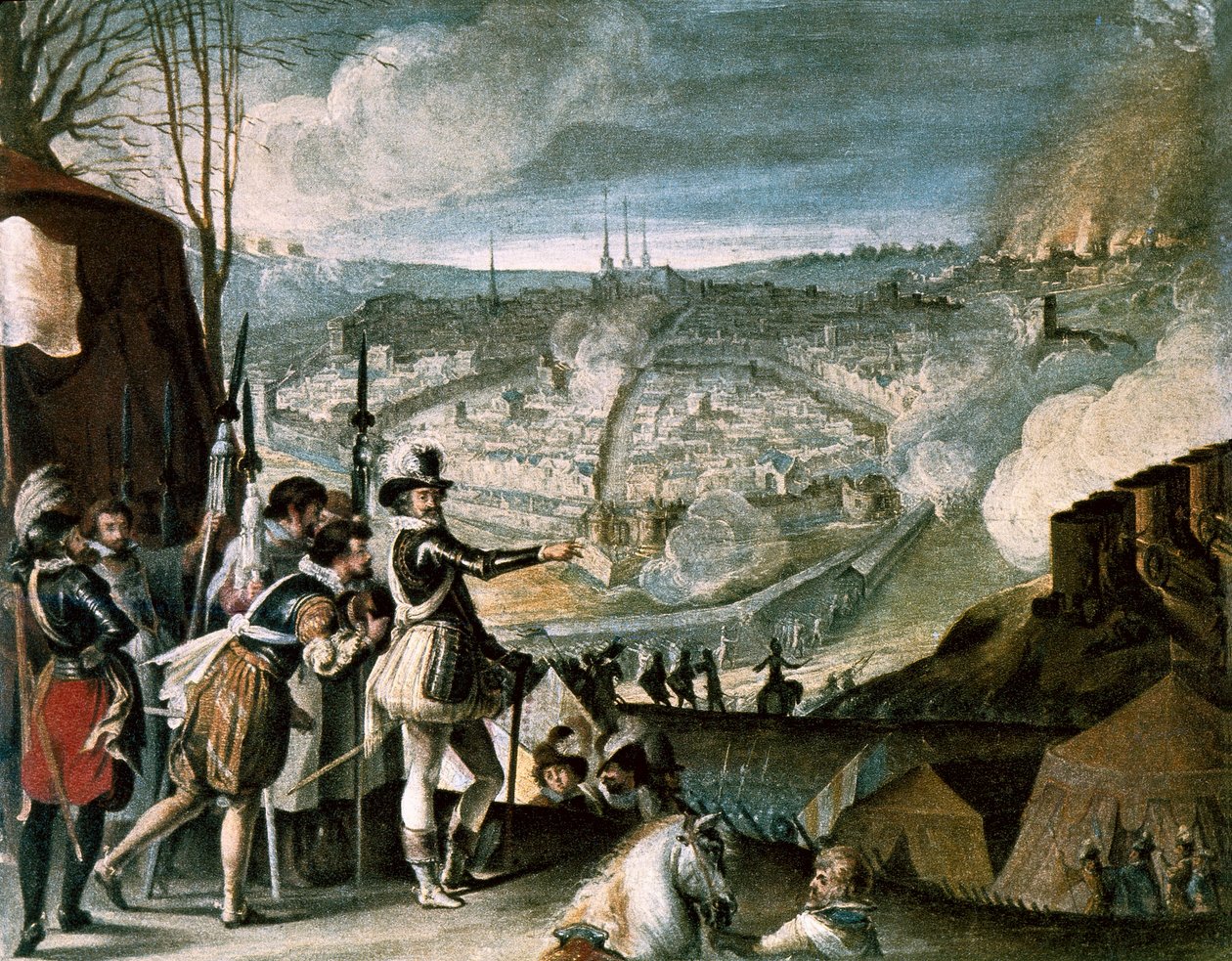 Obóz wojsk Henryka IV, olej na drewnie, początek XVII w. autorstwa French School
