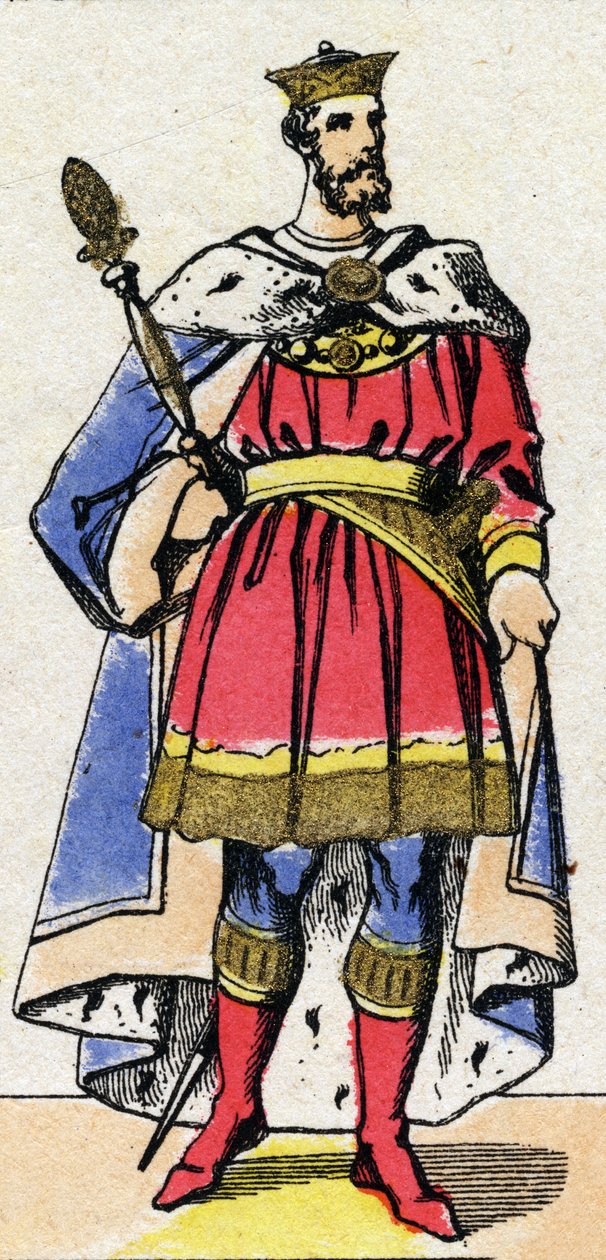 Dynastia Kapetyńska: Portret Filipa I Francji (1052-1108), króla Franków w latach 1060-1108. Obrazowanie epinal z końca XIX wieku. Prywatna kolekcja. autorstwa French School