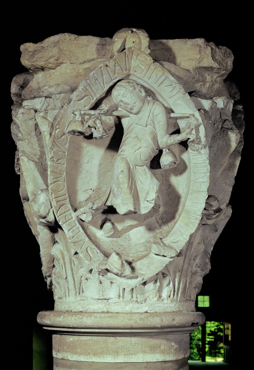 Kapitał przedstawiający Czwarty Klucz Plainsong, c.1095 autorstwa French School