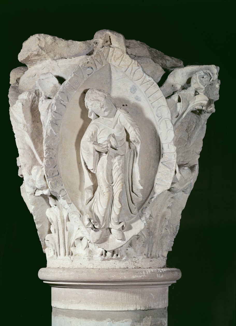 Kapitał przedstawiający Drugi Klucz Plainsong, c.1095 autorstwa French School