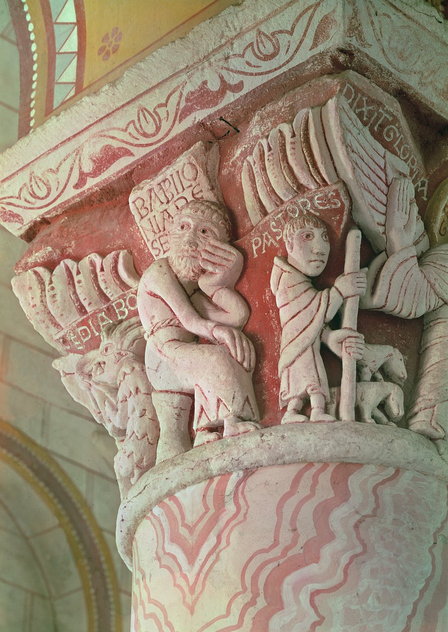 Kapitel z prezbiterium przedstawiający Babilonia Deserta (wapień) autorstwa French School