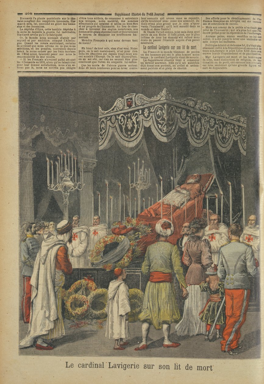 Kardynał Lavigerie (1825-92) na łożu śmierci, z Le Petit Journal, 17 grudnia 1892 autorstwa French School