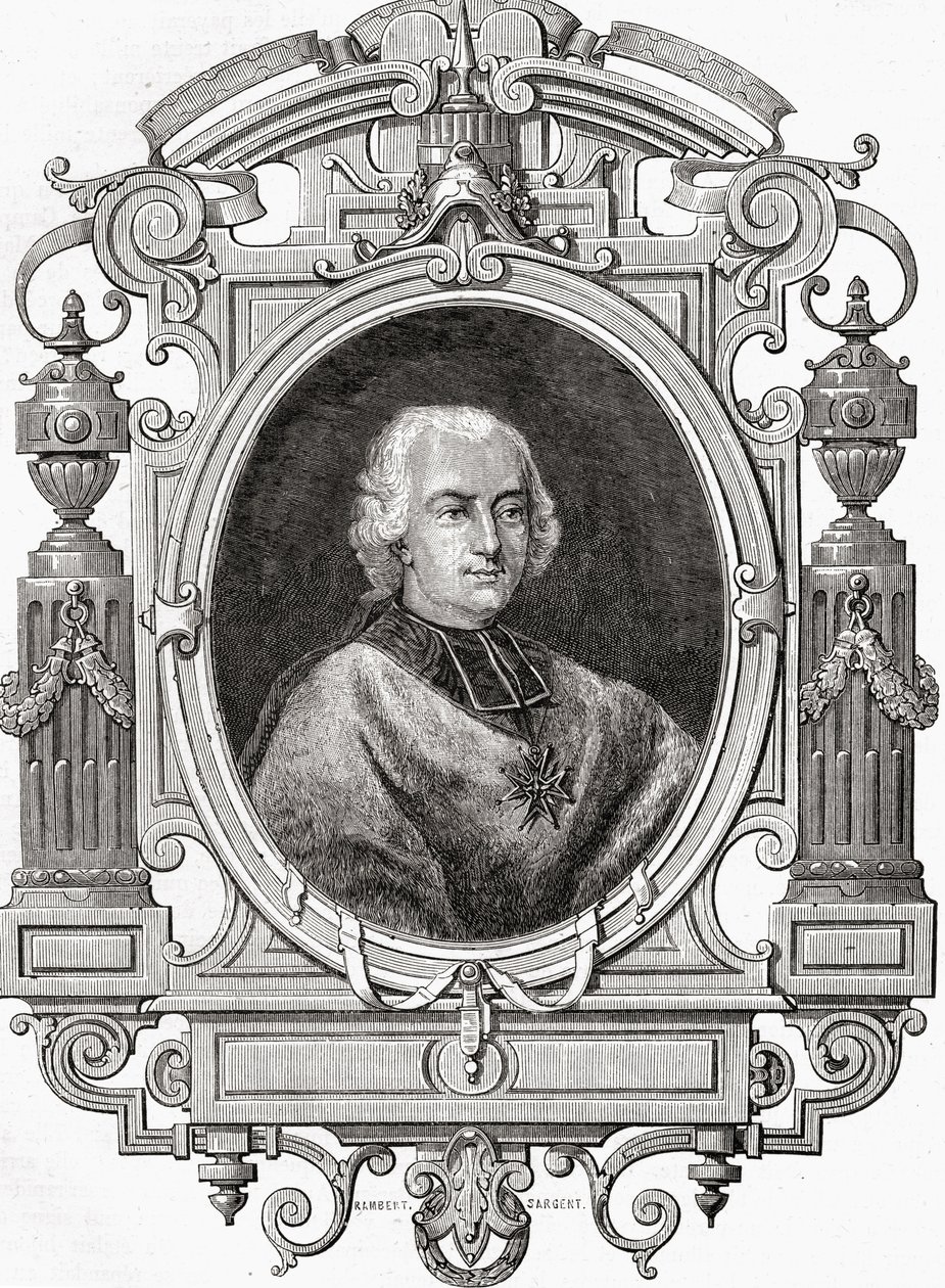 Kardynał de Rohan, z „Histoire de la Revolution Francaise” Louisa Blanca (1811-82) autorstwa French School