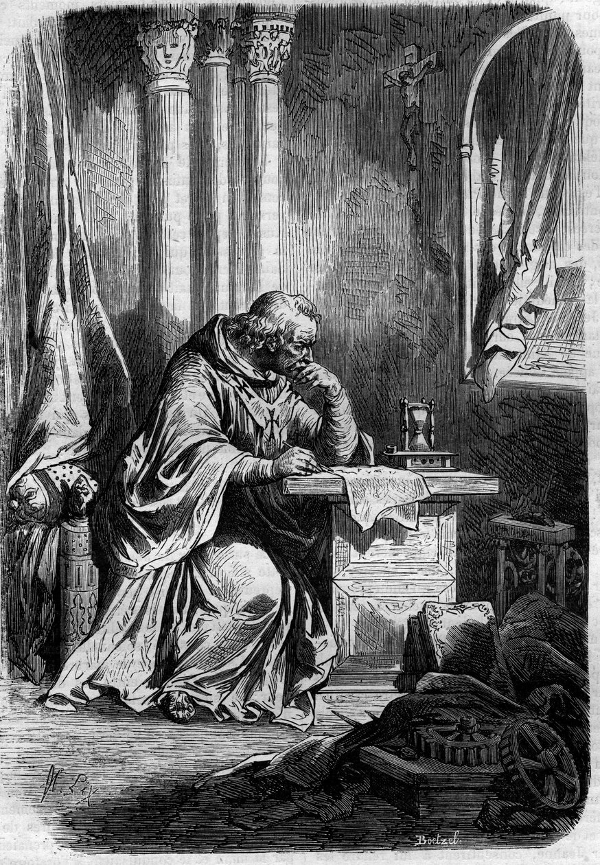 Kardynał kochanek Papieża Joanny (papież od 855 do 858). Grawer w „Historii papieży-królów-i-cesarzy na przestrzeni wieków” Maurice Lachatre autorstwa French School