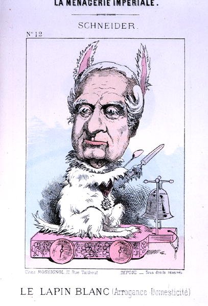 Karykatura Eugeniusza Schneidera (1805-75) przed 1870 r. (litografia barwna) autorstwa French School