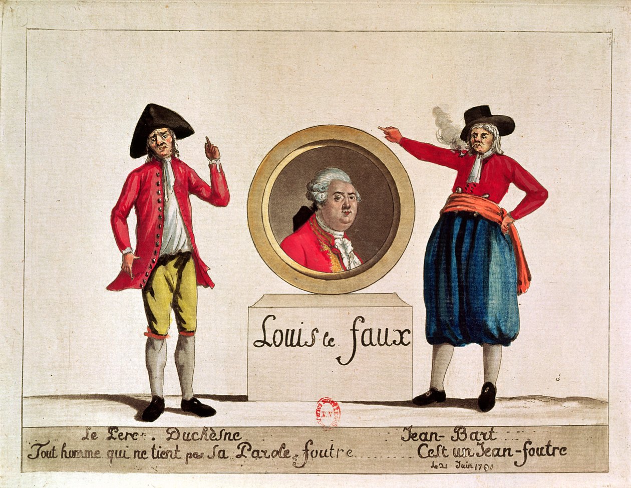 Karykatura Ludwika XVI, Louis le Faux, z Le Pere Duchesne, czerwiec 1791 autorstwa French School