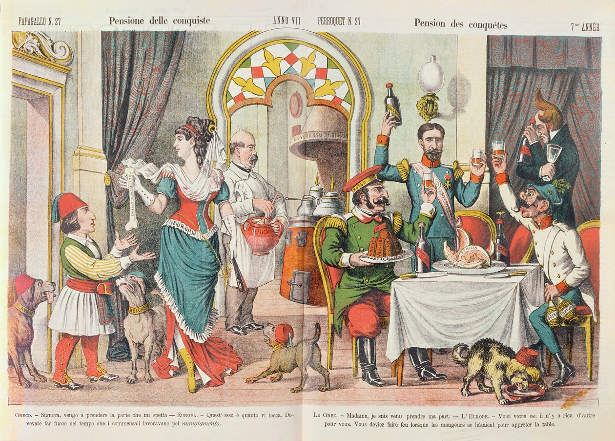 Karykatura Kongresu Berlińskiego z 1878 r., z magazynu Le Perroquet 1879 autorstwa French School