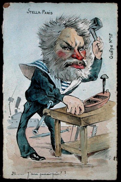Karykatura Ministra Marynarki Wojennej Camille Pelletan (1846-1915) z serii „Guepe”, wydana ok. 1902 r. (rycina ręcznie kolorowana) autorstwa French School
