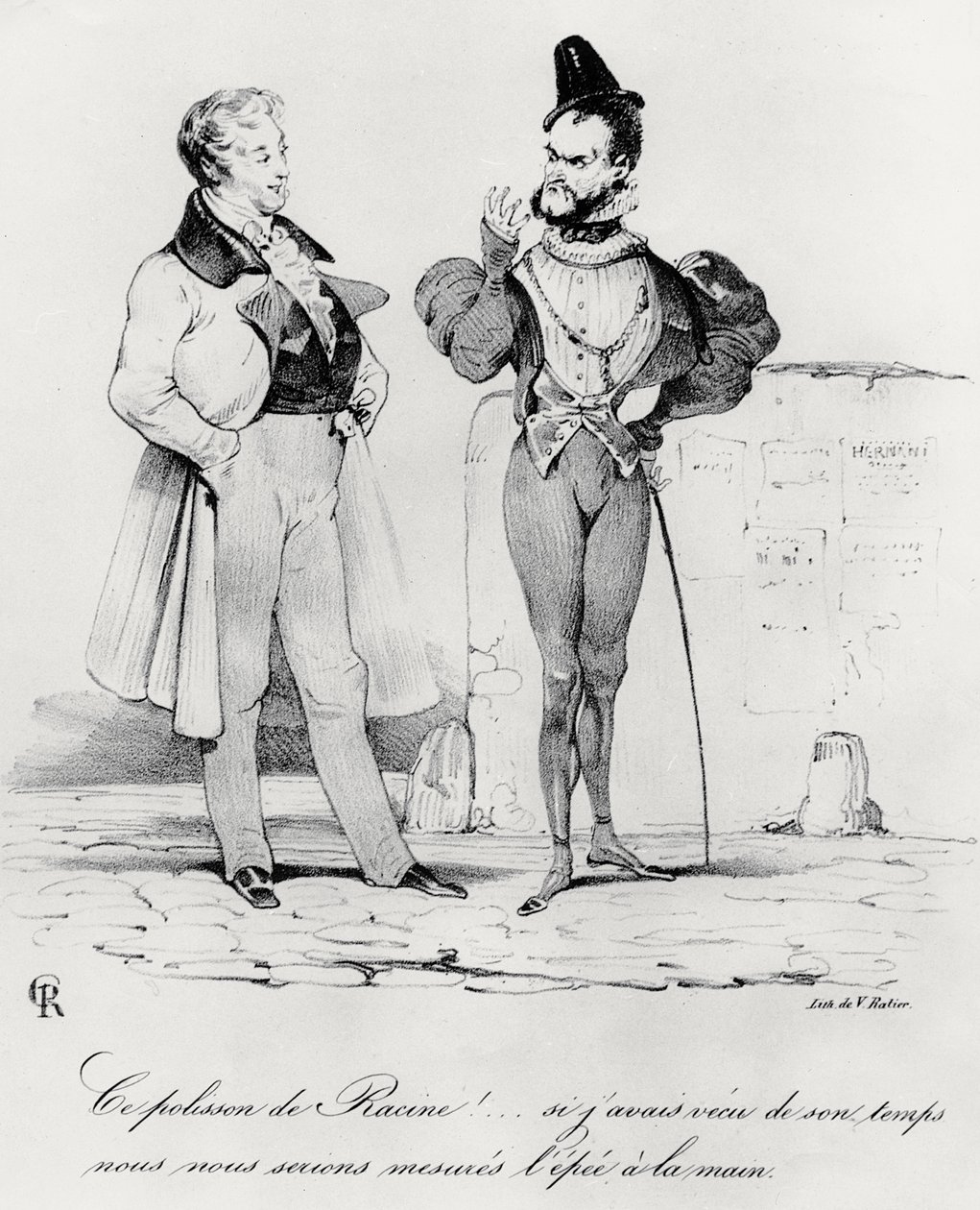 Karykatura dramatów romantycznych czasów Hernaniego autorstwa Victora Hugo 1802-85) (1829) autorstwa French School