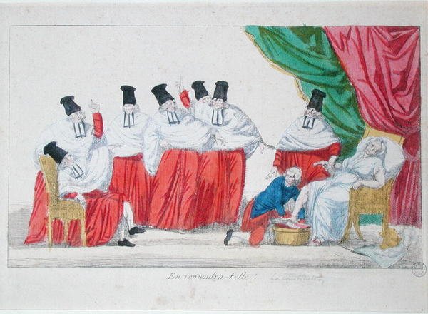 Karykatura narodzin francuskiej konstytucji autorstwa French School