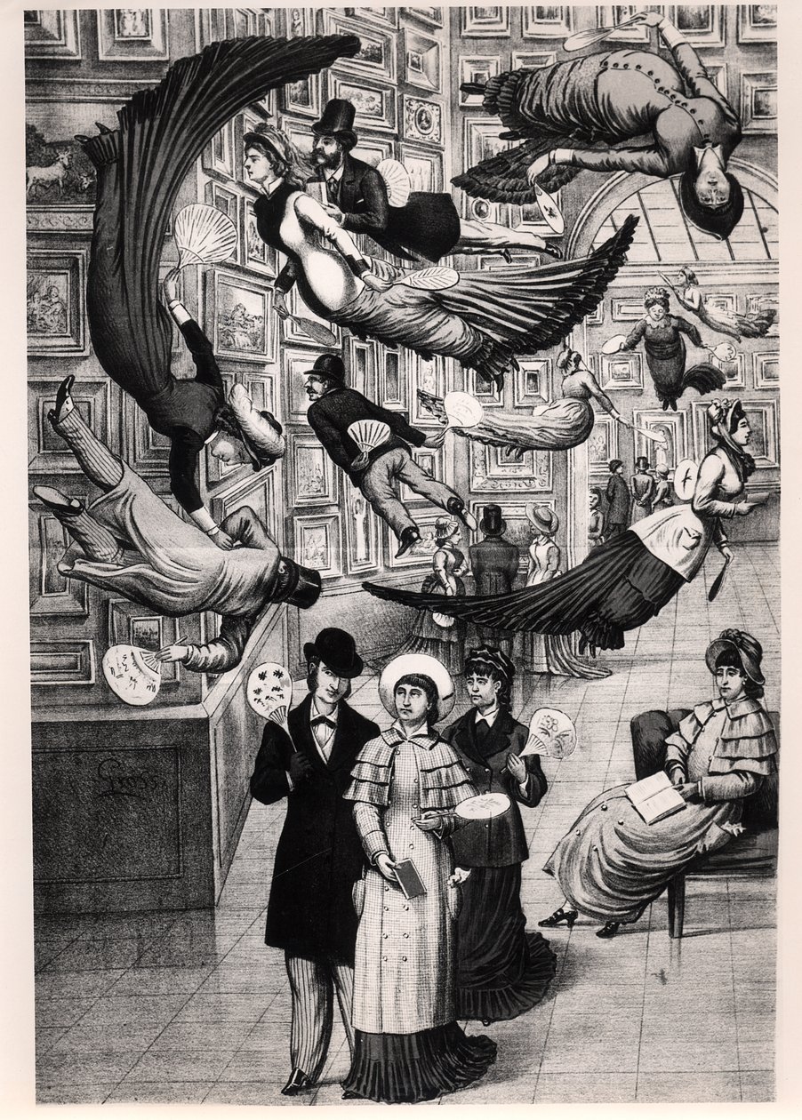 Karykatura zwiedzających Salon Paryski z 1880 r. autorstwa French School