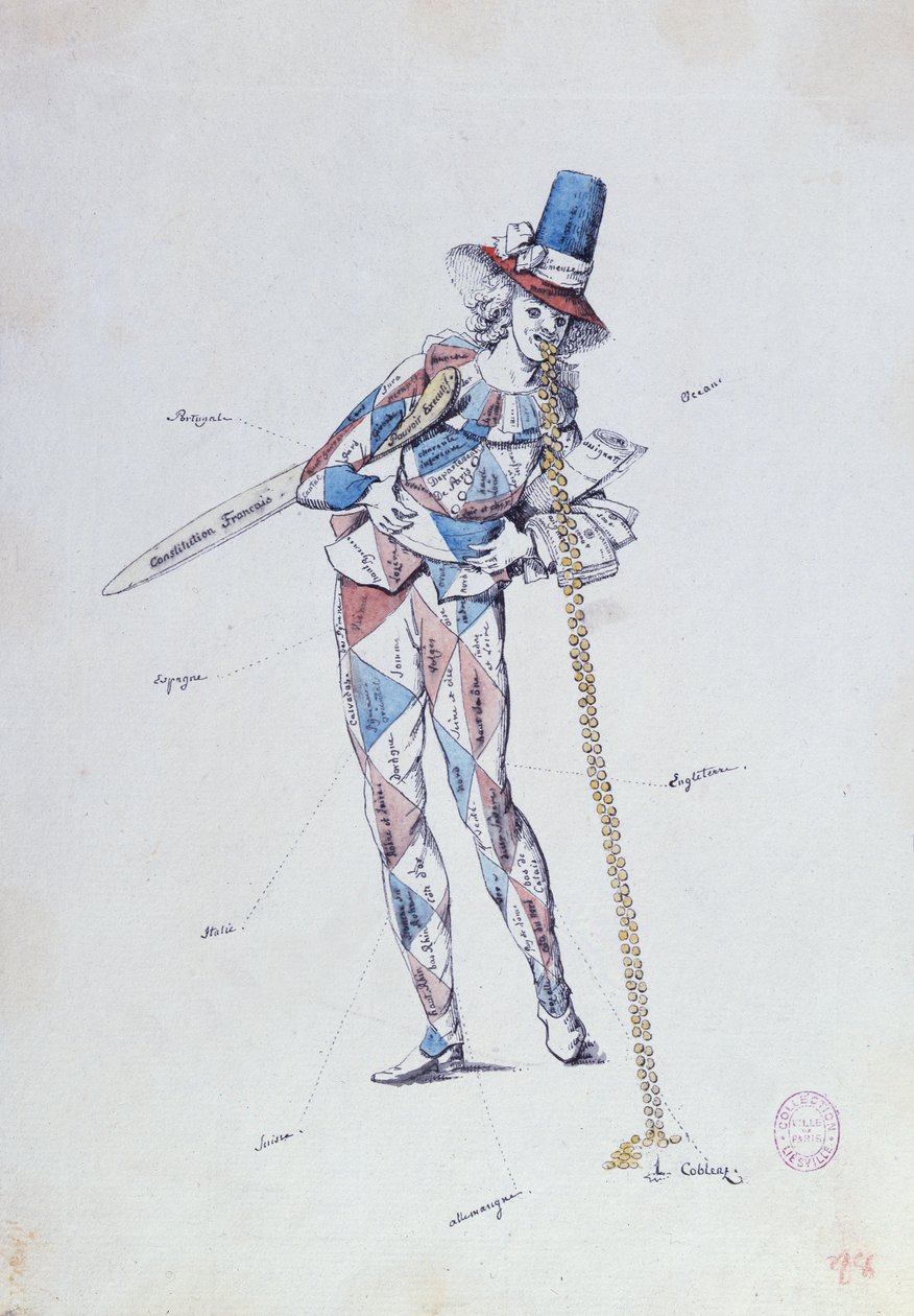 Karykatura satyryczna francuska emigracja arystokratyczna, ok. 1792 r. autorstwa French School