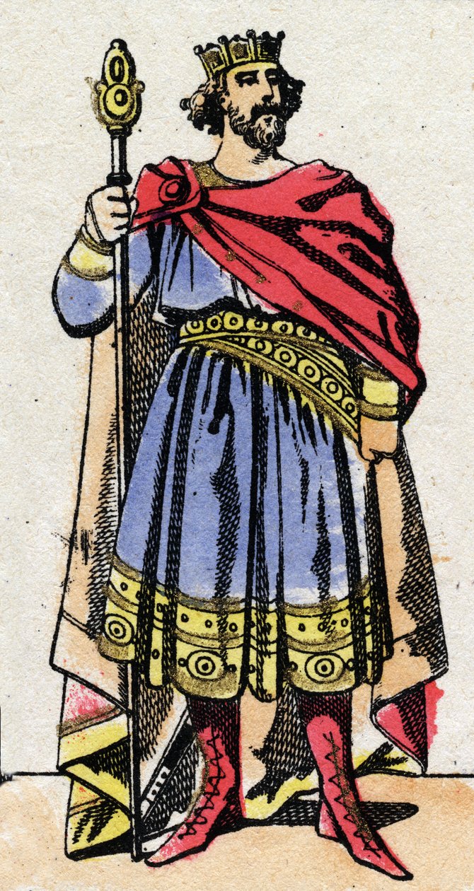 Dynastia Karolingów: Portret Raoula z Francji (lub Rodolphe, v. 890-936), króla Franków od 923 do 936. Obrazowanie epinal z końca XIX wieku. Prywatna kolekcja. autorstwa French School