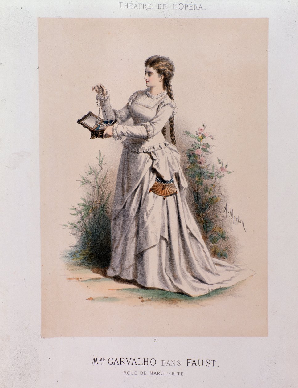 Carolyne Carvalho (1827-1895) francuska sopran w wykonaniu Margherity w Fauście Charlesa Gounoda (1818-1893) autorstwa French School
