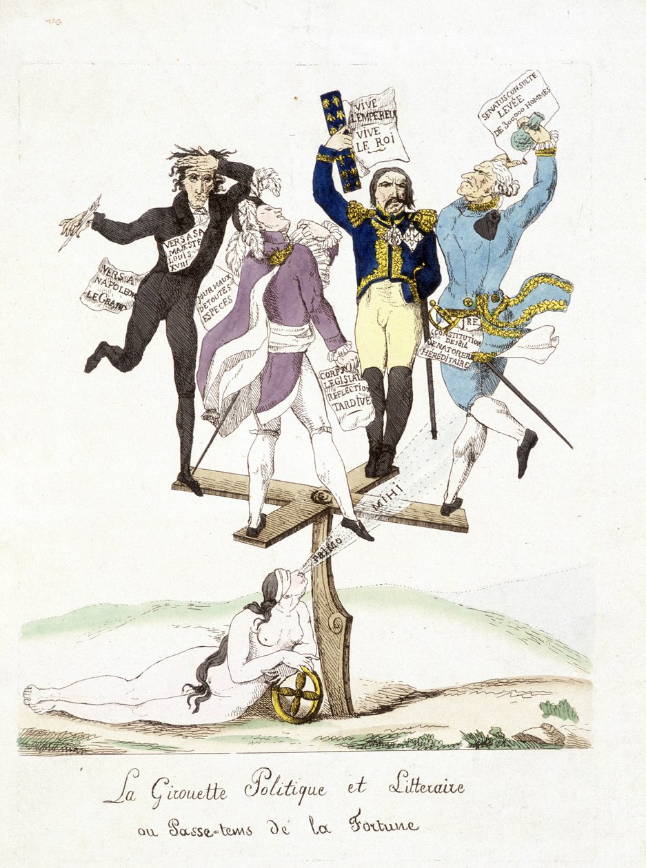 Kreskówka o Napoleonie Bonaparte. Wiatrowskaz polityczny i literacki, w którym płynie fortuna. autorstwa French School
