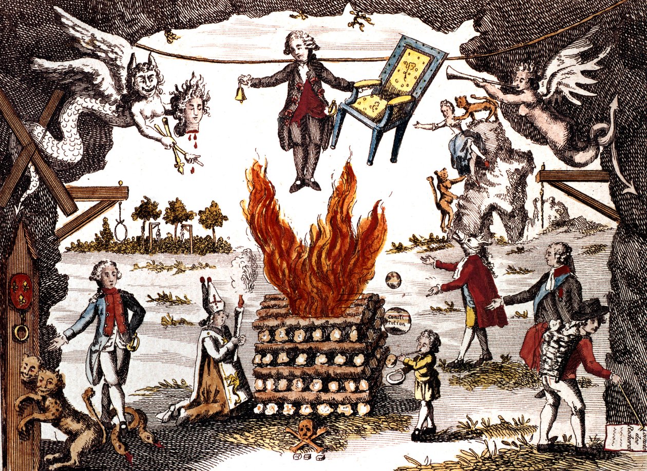 Karykatura Mirabeau, przewodniczącej Klubowi Jakobinów, 1789 autorstwa French School