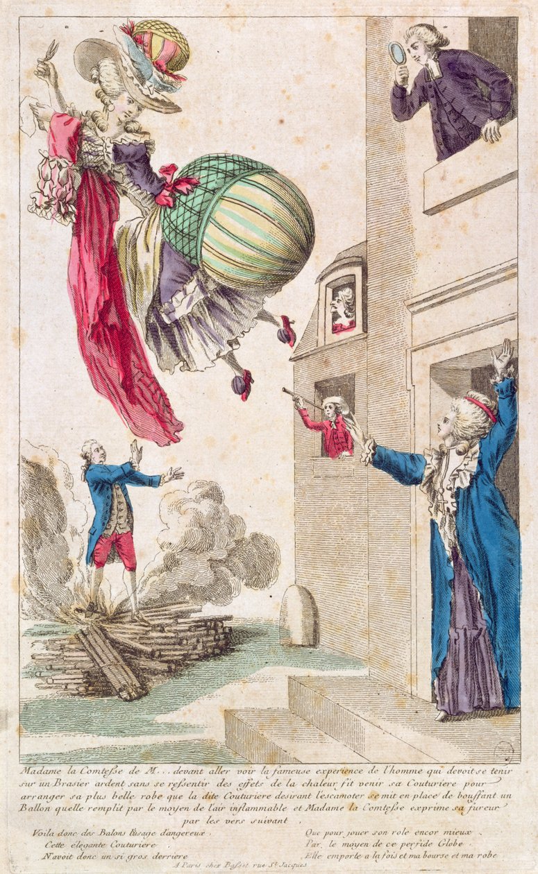 Kreskówki ośmieszające modę i baloniarstwo, ok. 1783-4 autorstwa French School