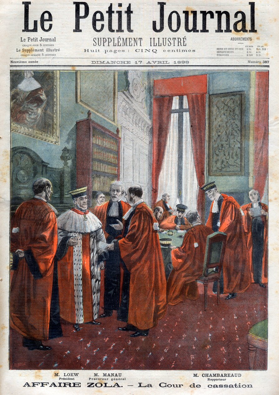 Sprawa Dreyfus - Sąd Apelacyjny w trakcie sprawy, ilustracja z „Le Petit Journal: ilustrowany dodatek” autorstwa French School