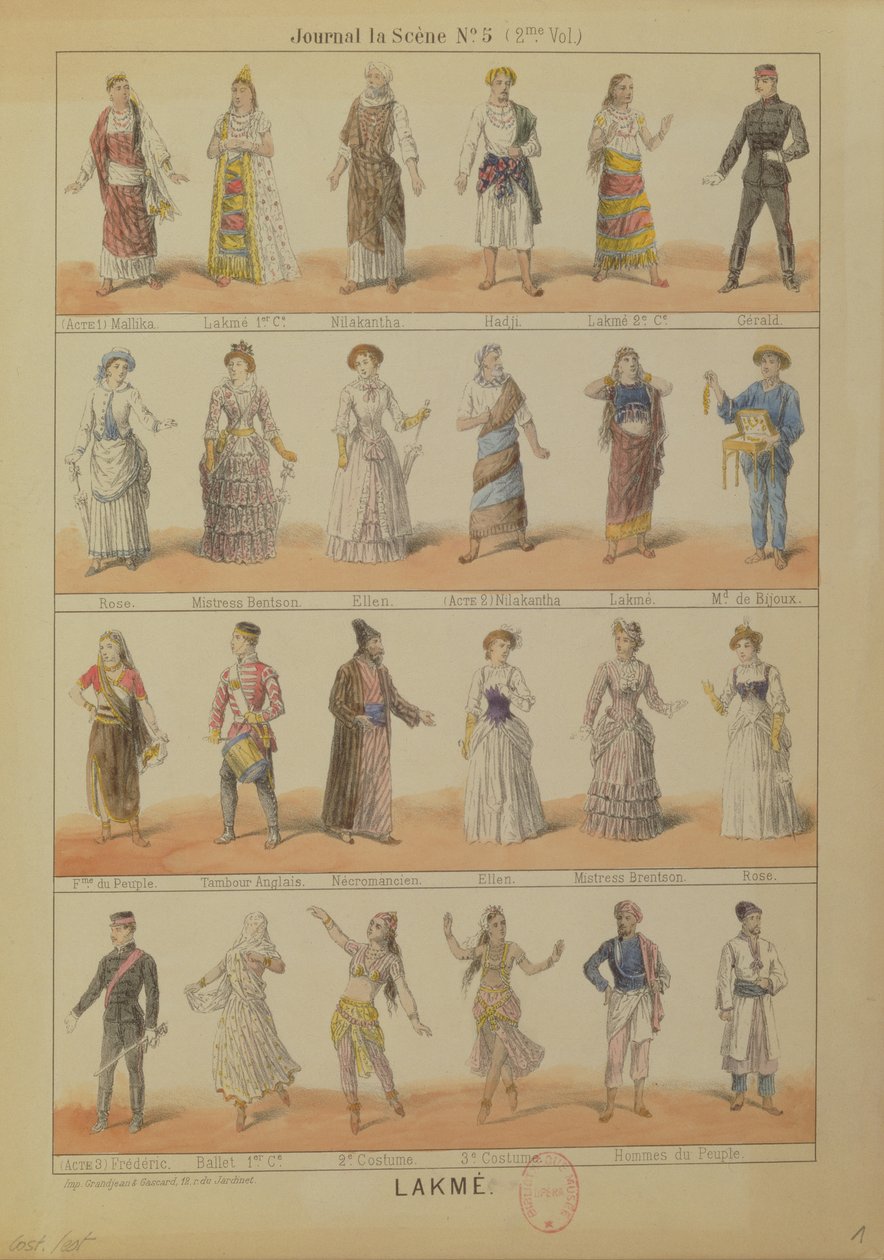 Obsada postaci z opery Lakme Leo Delibesa (1861-91) autorstwa French School