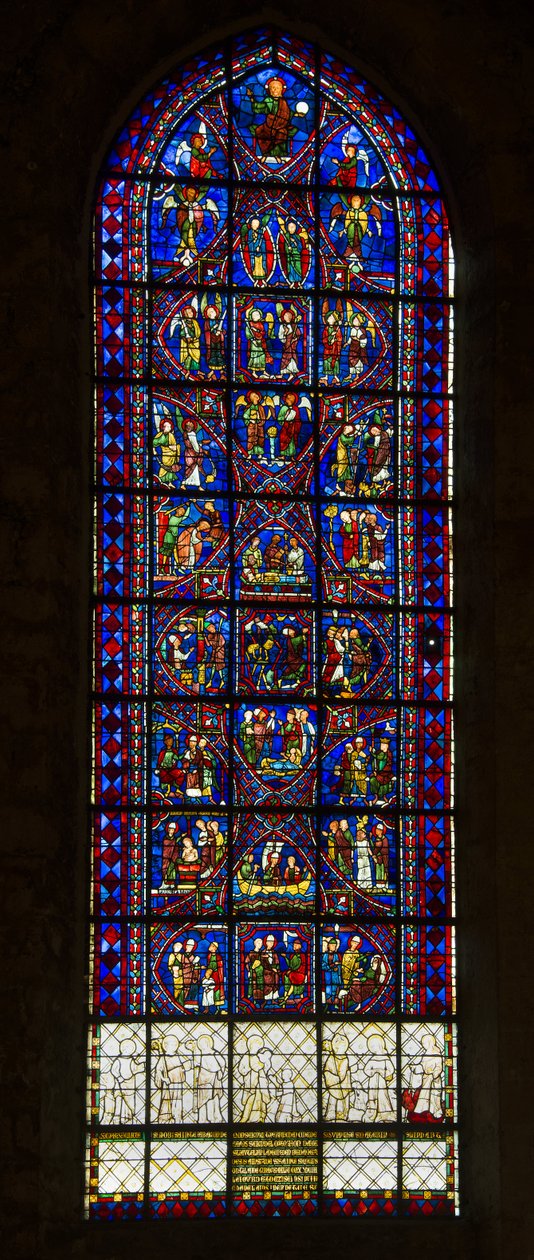 Katedra w Chartres, witraże: życie świętego apolinarnego i chór aniołów autorstwa French School