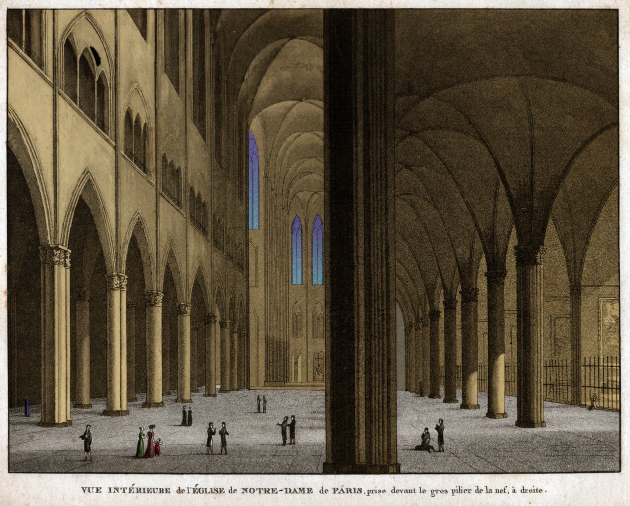 Katedra Notre-Dame de Paris. (grafika, ok. 1850) autorstwa French School