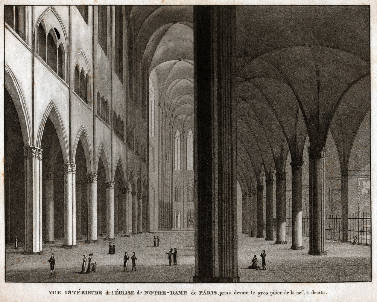 Katedra Notre-Dame de Paris. (grafika, ok. 1850) autorstwa French School
