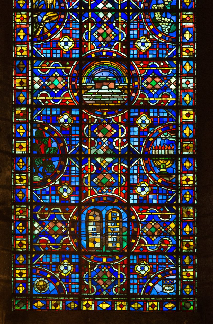 Cathedrale de chartres, fragment witraża pokoju autorstwa French School