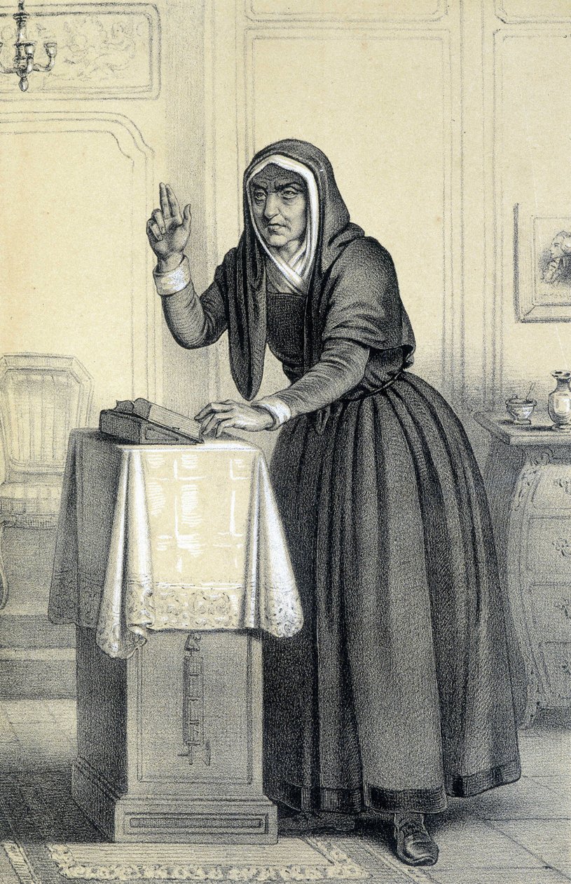 Catherine Théot - w „Galerii Historycznej Rewolucji Francuskiej” Alberta Maurina, wyd. Paryż 1843 autorstwa French School