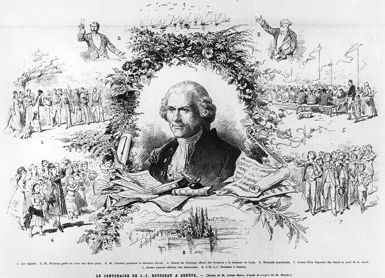 Uroczystości w Genewie z okazji stulecia śmierci Jean-Jacques Rousseau, ilustracja z Le Monde Illustree, 1878 autorstwa French School