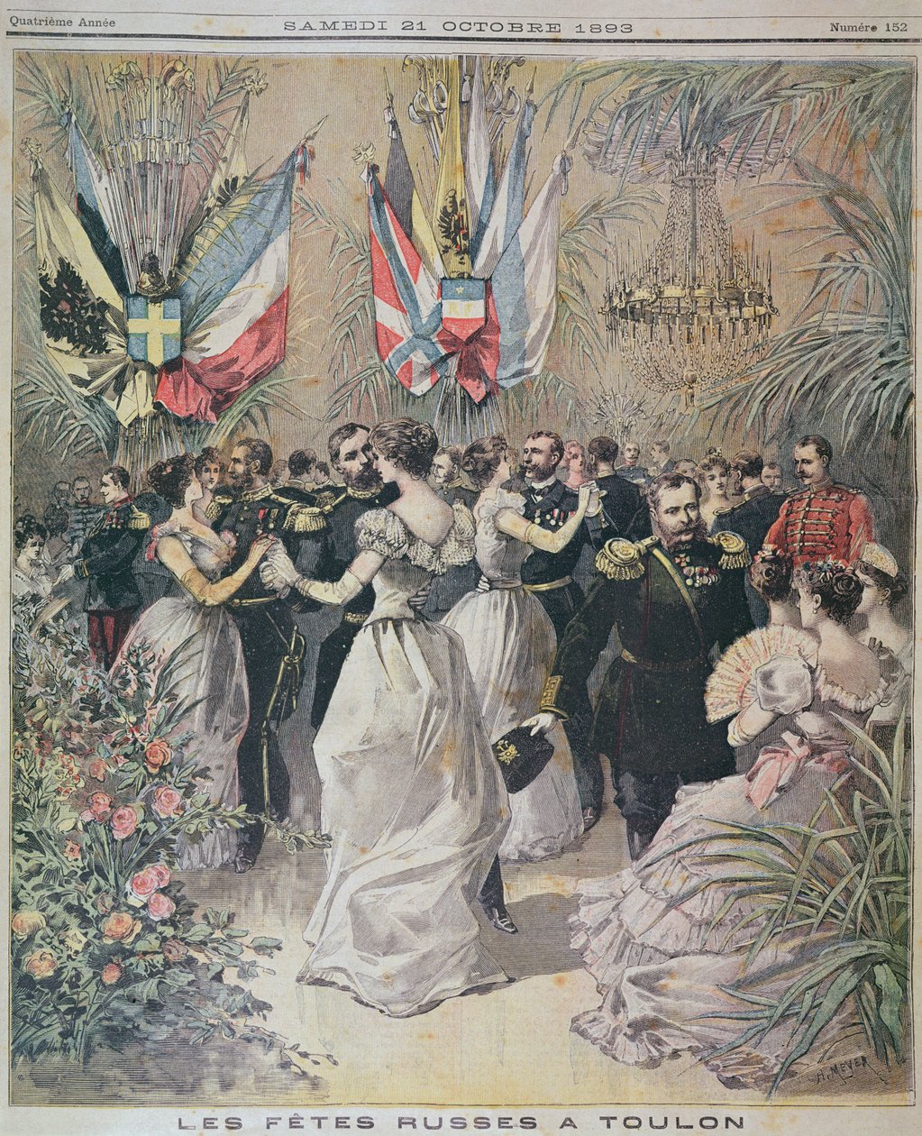 Uroczystości na cześć Wizyty Floty Rosyjskiej w Tulonie, okładka „Le Petit Journal”, 21 października 1893 autorstwa French School