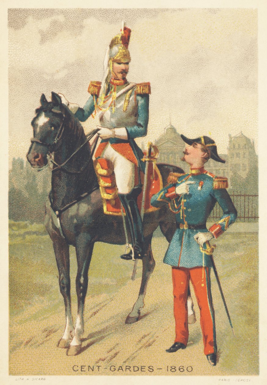 Stulecia w 1860 r. (Elitarny Korpus Kawalerii szarża gwardii osobistej cesarza Napoleona III, utworzony w 1854 r., rozwiązany w 1870 r.) autorstwa French School