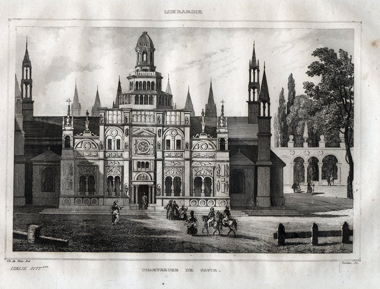 Certosa di Pavia - Chartreuse of Pavia - Grawer z „” Malownicze Włochy”” autorstwa M. de Norvins, Ch. Nodier 1834-1836. autorstwa French School