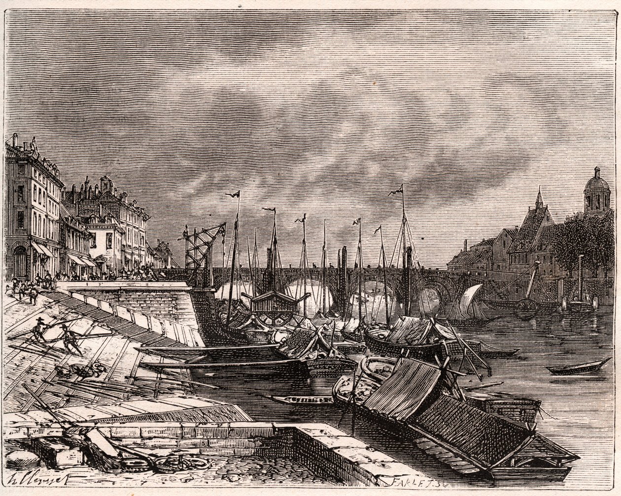 Chalon-sur-Saone (Chalon sur Saone) - Saone-et-Loire - grawer w „La France illustrée: geografia, historia, administracja statystyczna” autorstwa V.-A. Słodowy Brąz. 1884 autorstwa French School
