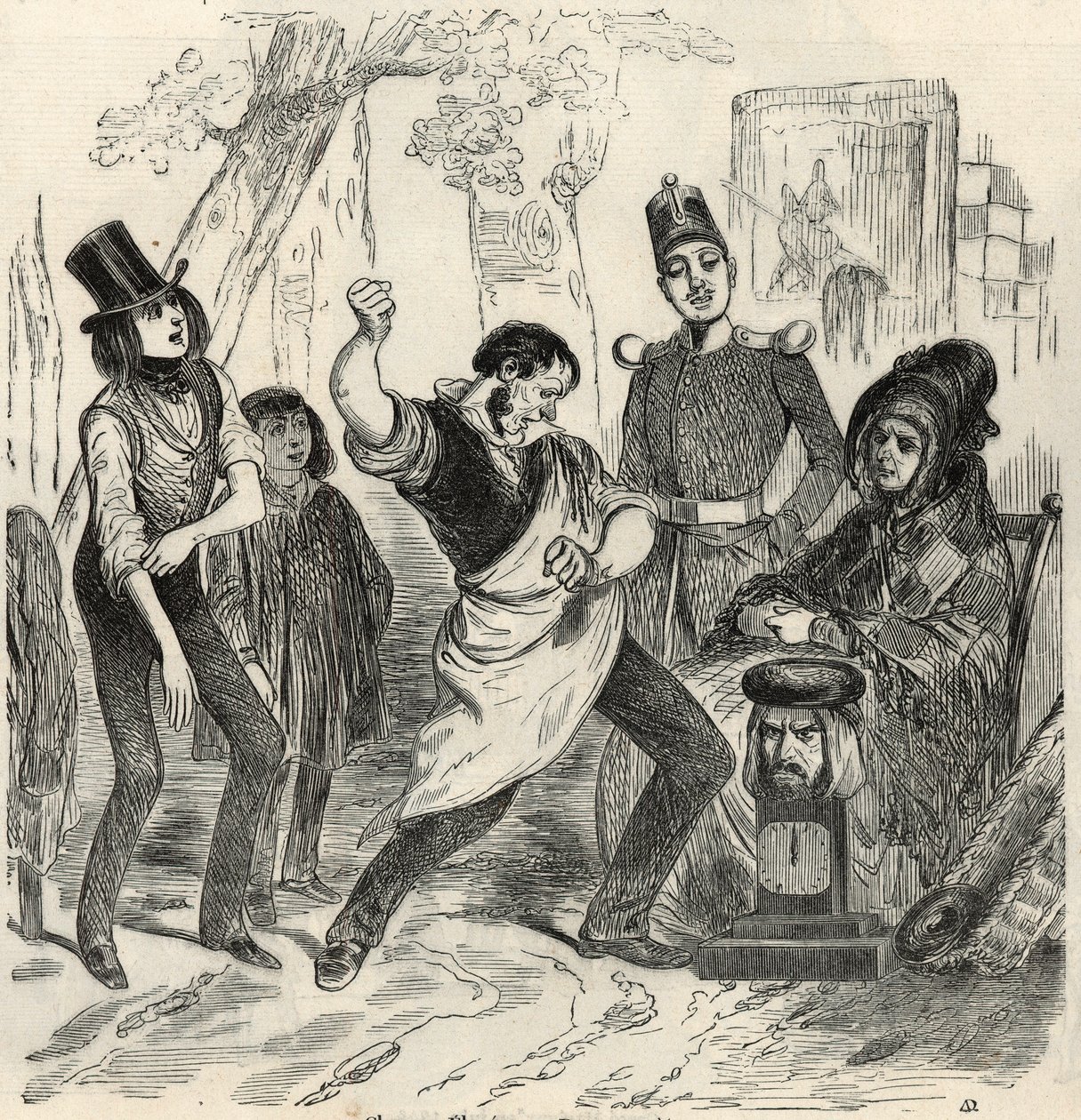 Champs-Elysees (Champs Elysees) - Dynamometr - Grawerowanie w „Tableau-de-Paris” autorstwa Edmonda Texiera 1852 autorstwa French School