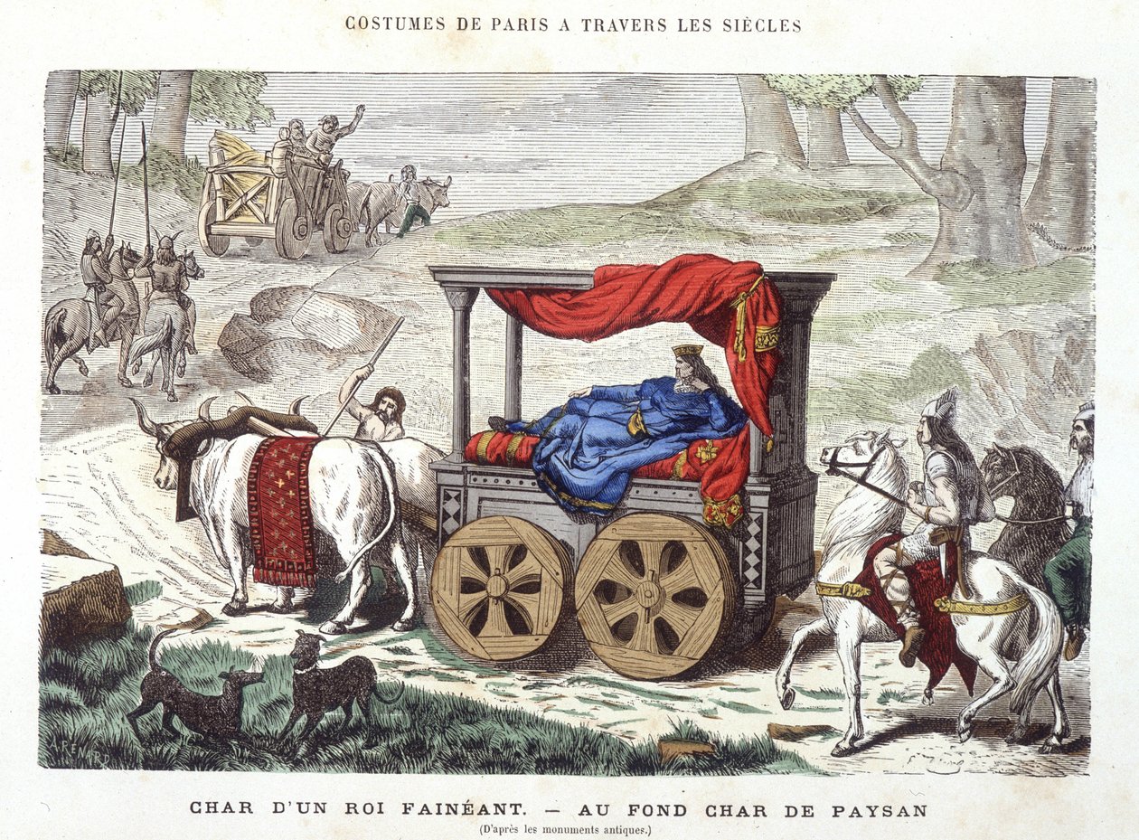 Char leniwego króla i rydwan chłopa - w „Paryżu przez wieki” 1881 autorstwa French School