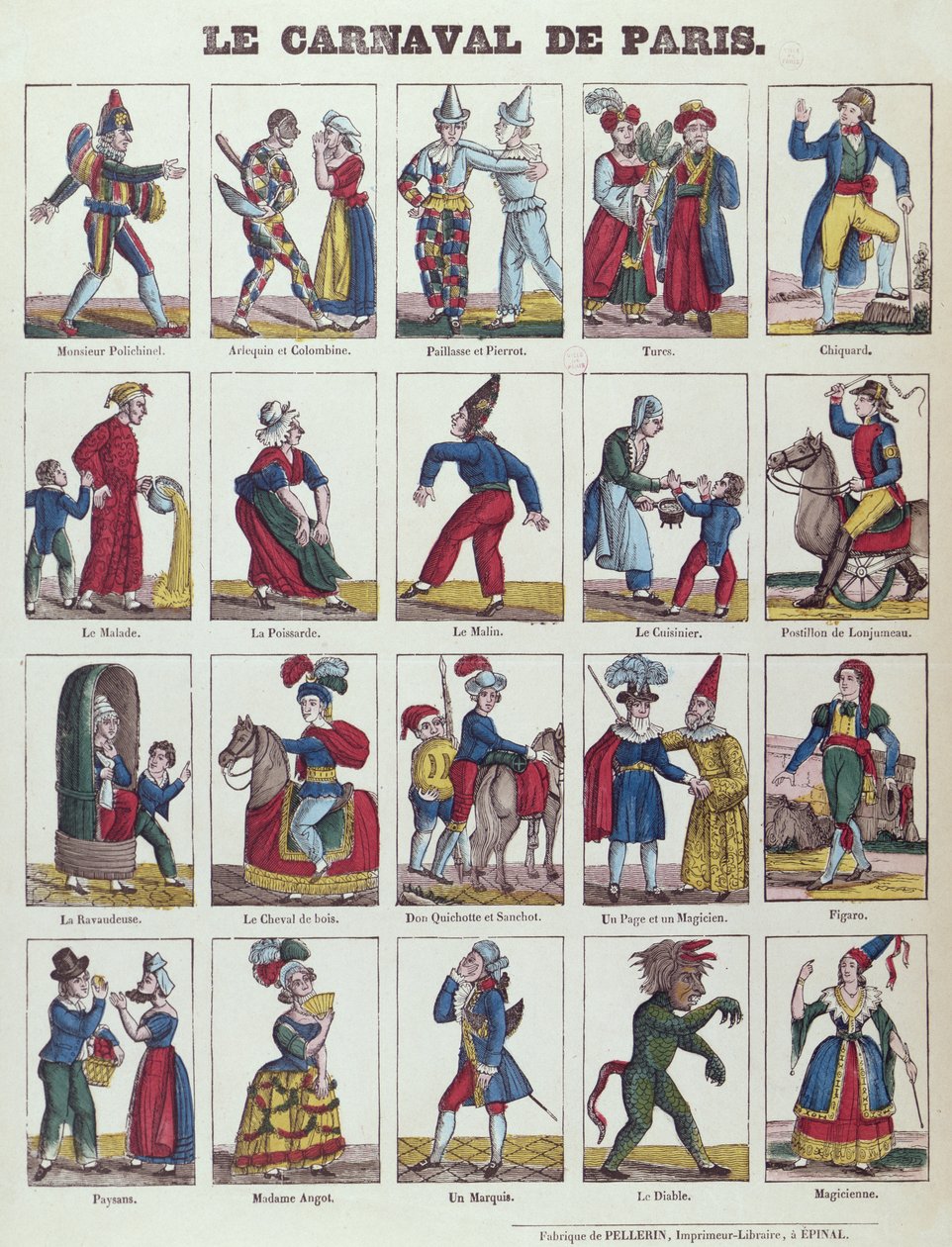 Postacie z karnawału paryskiego, ok. 1840 autorstwa French School