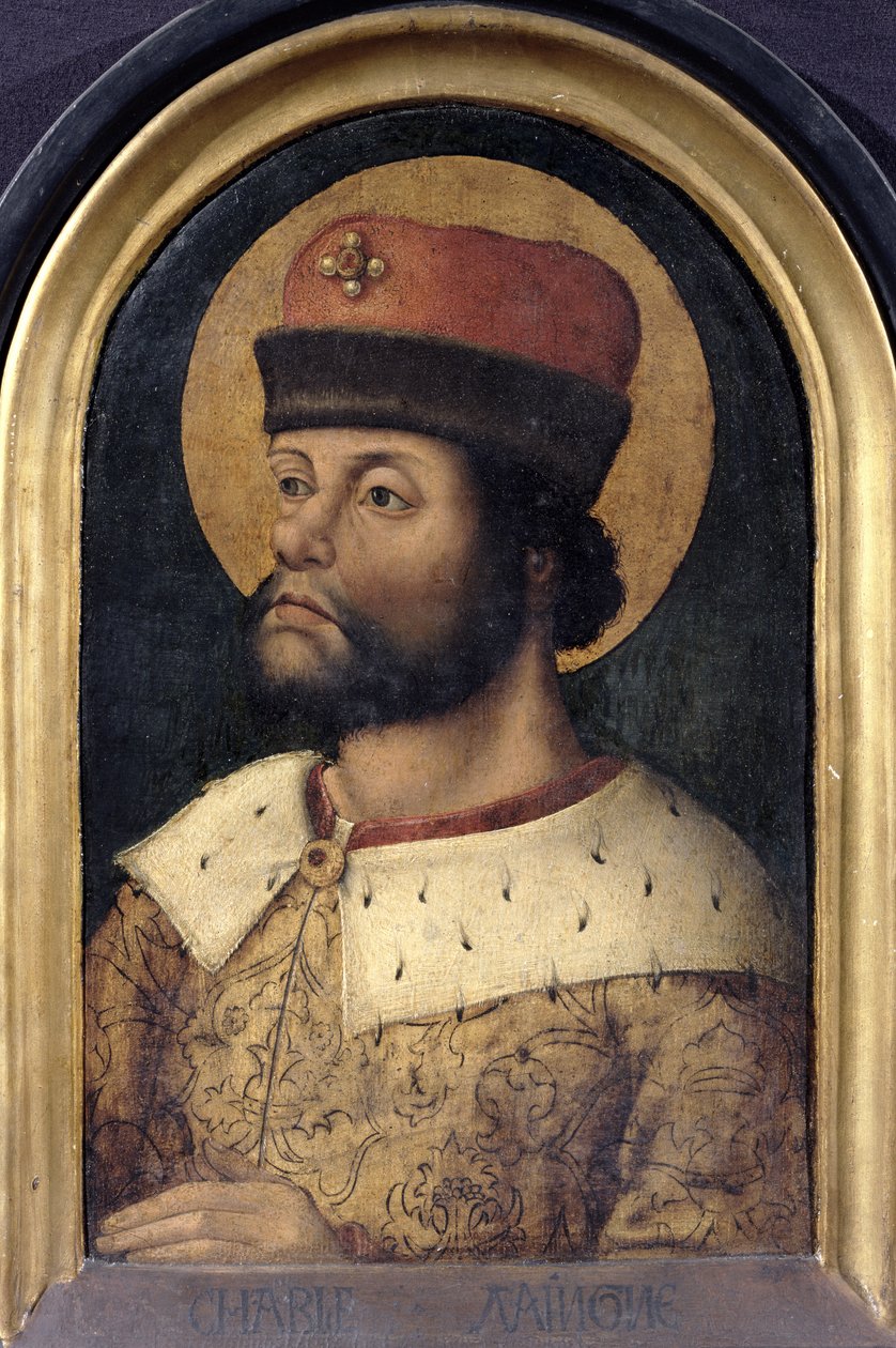 Karol Wielki, Karol Wielki (742-814), król Franków, ok. 1520 (olej na desce) autorstwa French School