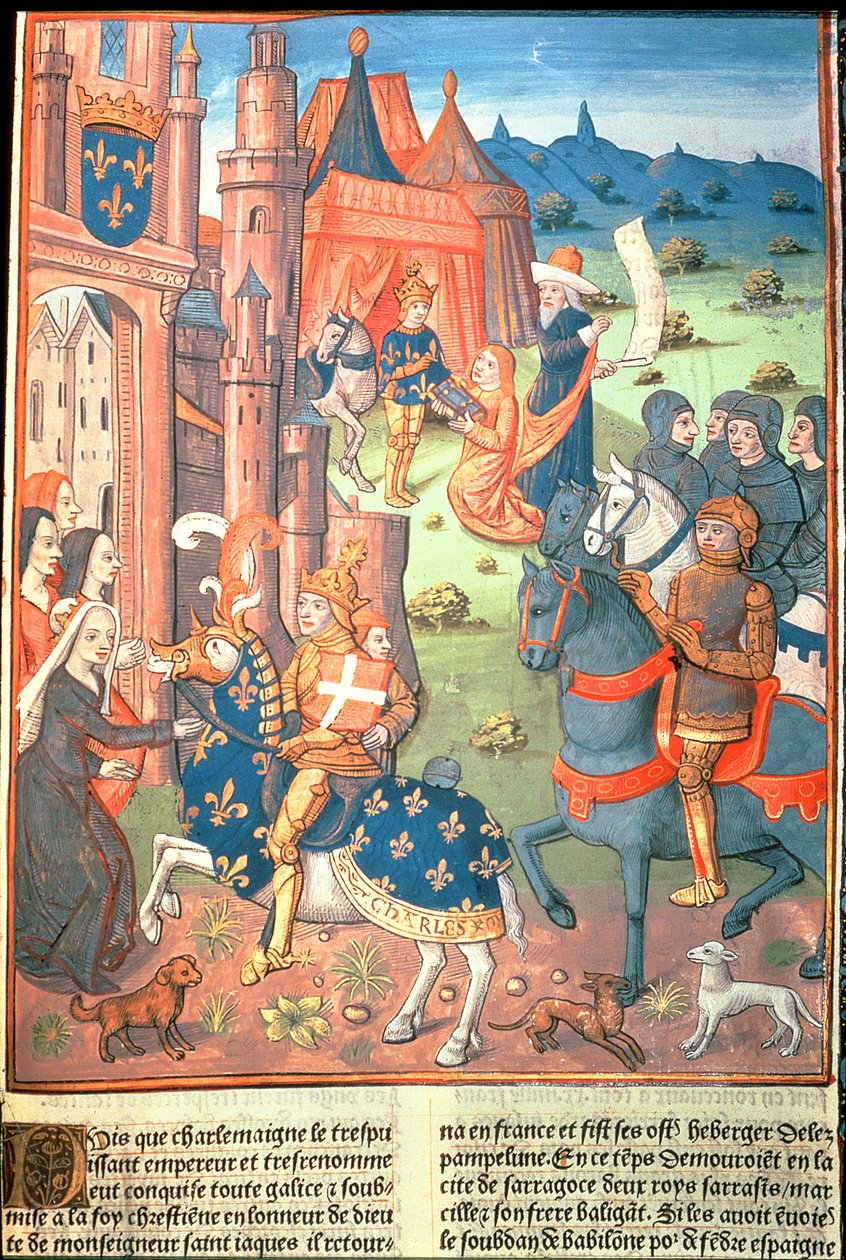 Karol Wielki ze swoimi paladynami (rycerzami jego orszaku) (welum) autorstwa French School