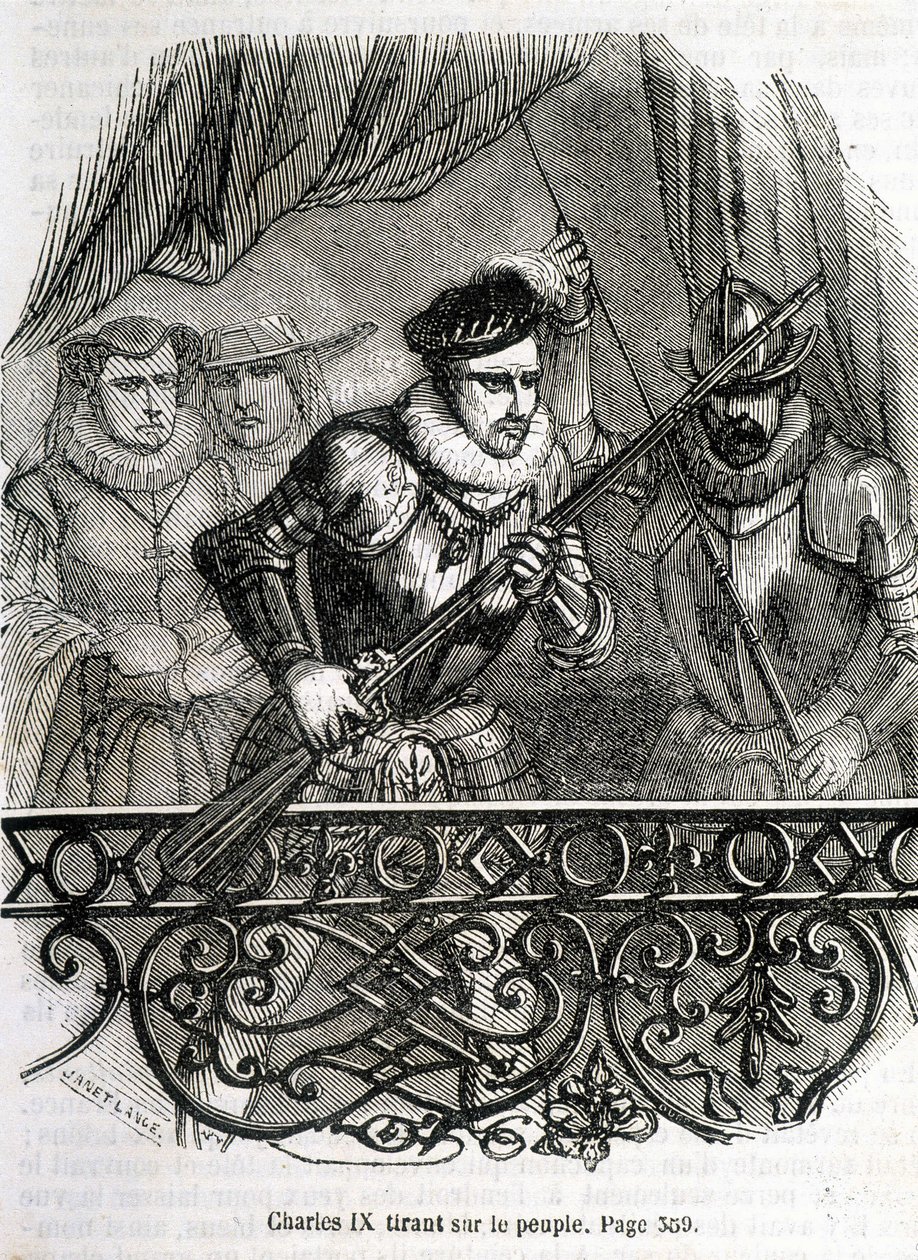 Karol IX ciągnący za ludzi - w „Histoire de France” L.-P. Anquetil autorstwa French School