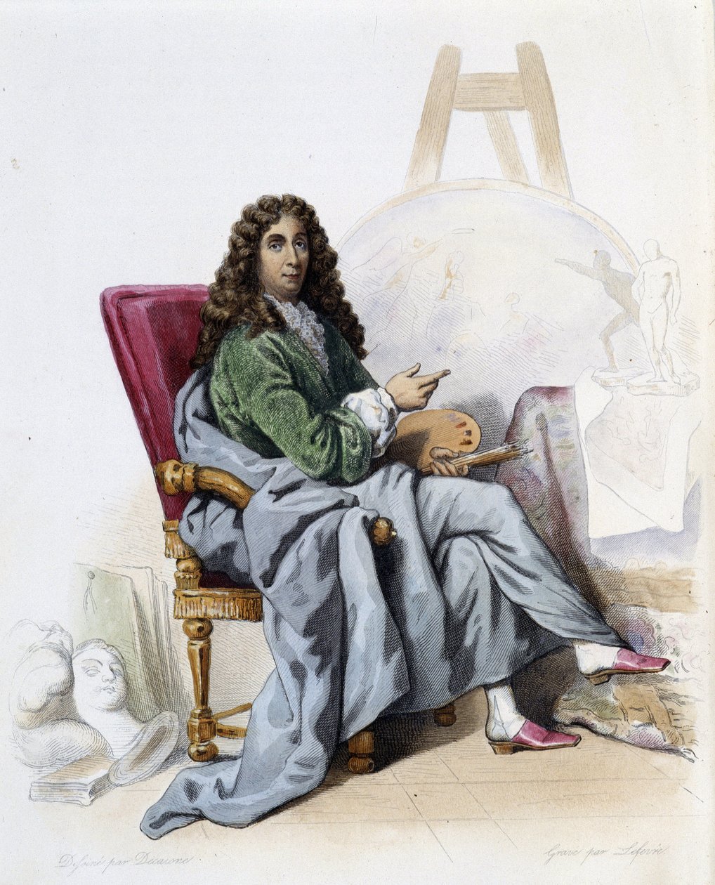Charles Lebrun (Le Brun) (1619-1690) francuski malarz i dekorator – w „Le Plutarque francais”, by Mennechet, Paryż autorstwa French School