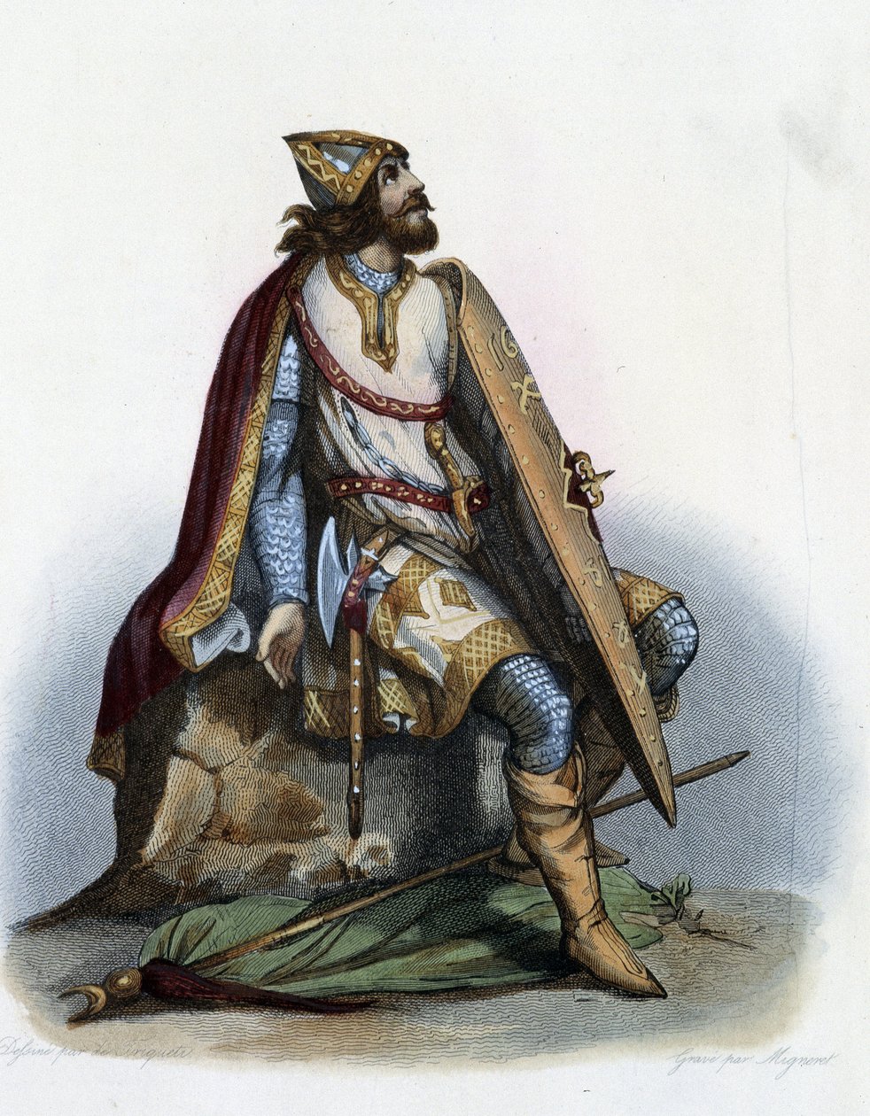 Charles Martel (688-741) Książę Australii- w „”Le Plutarque francais””, by Mennechet, Paryż autorstwa French School