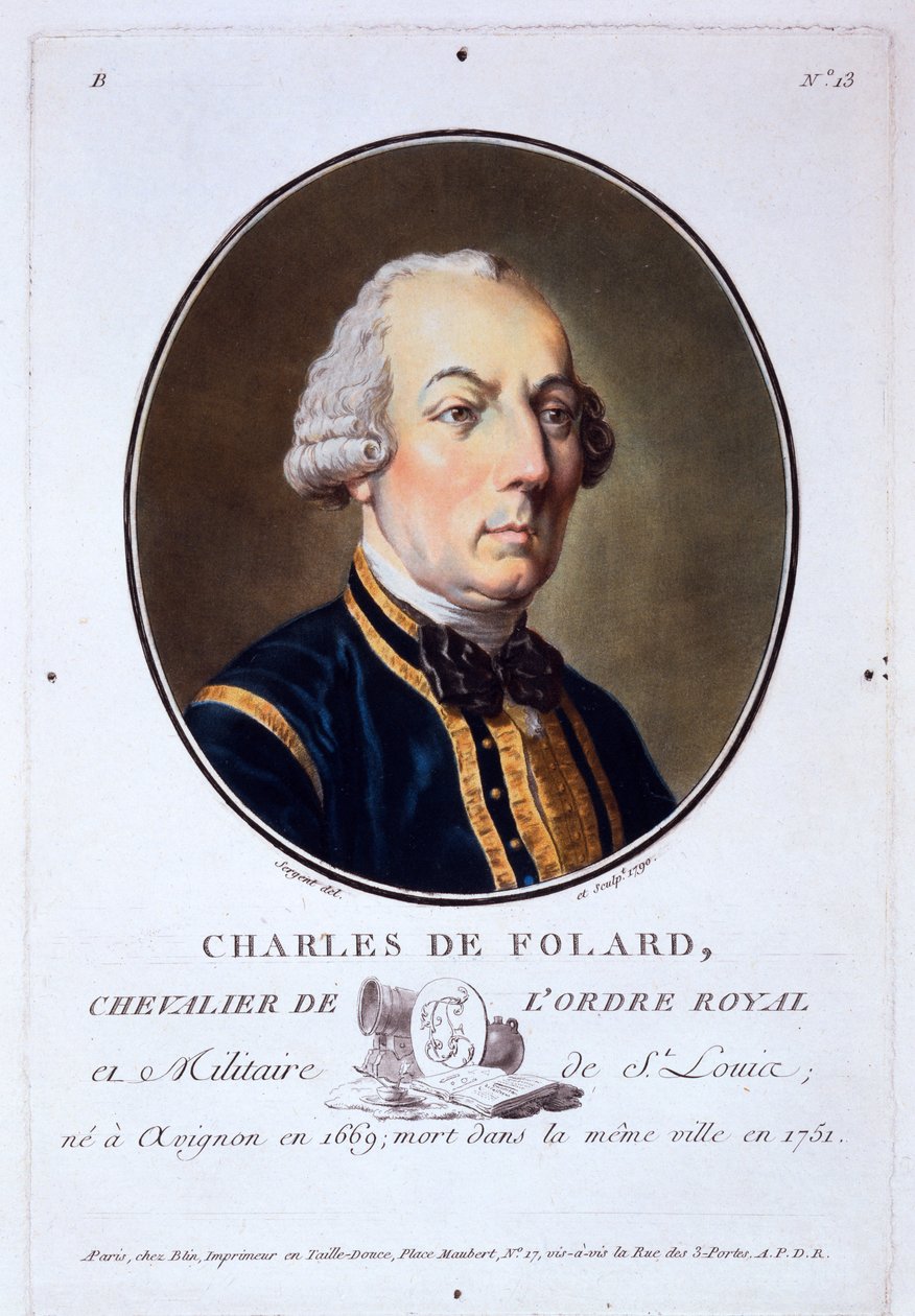 Charles de Folard, z „Portretów wielkich ludzi, wybitnych kobiet i pamiętnych poddanych Francji”, opublikowanych w latach 1787-92 autorstwa French School