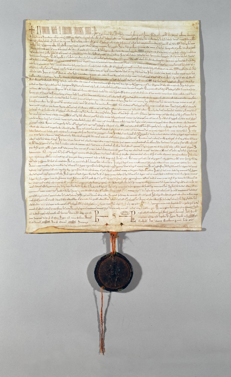 Akt Gminy Peronne, nadany przez Philippe Auguste (1165-1223) 1209 (welum) autorstwa French School