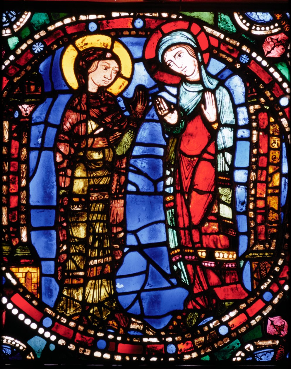 Katedra w Chartres, witraż przedstawiający Zwiastowanie Niebieskiej Dziewicy (witraż) autorstwa French School