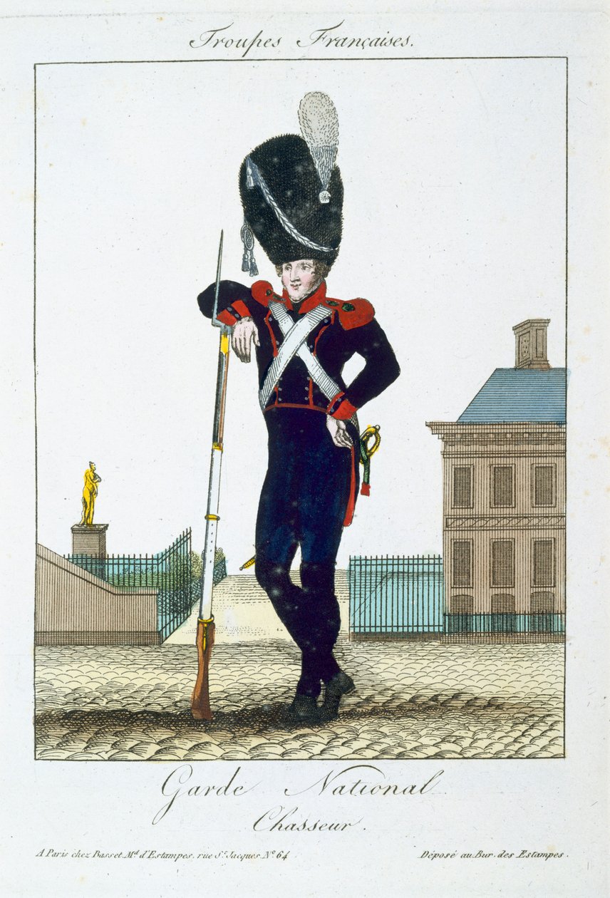 Chasseur Gwardii Narodowej, z Troupes Francaises, wyd. w Basset, Paryż, c.1790 autorstwa French School