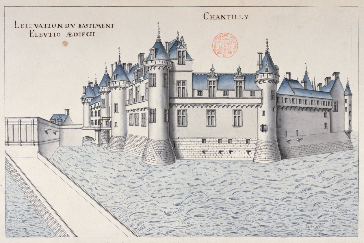Chateau de Chantilly (pióro i atrament i toaleta na papierze) autorstwa French School